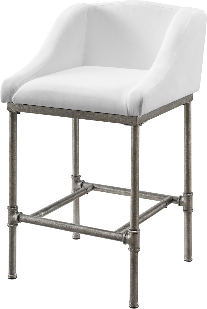 Hillsdale Furniture Dillon Textured Metal Silver/White Fabric Bar Stool ...