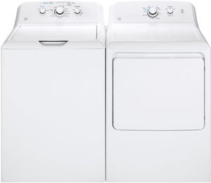 GE® 4.2 Cu. Ft. White Top Load Washer and Dryer
