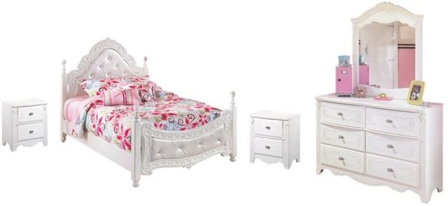 Signature Design by Ashley® Exquisite 5-Piece White Full Poster Bed Set 