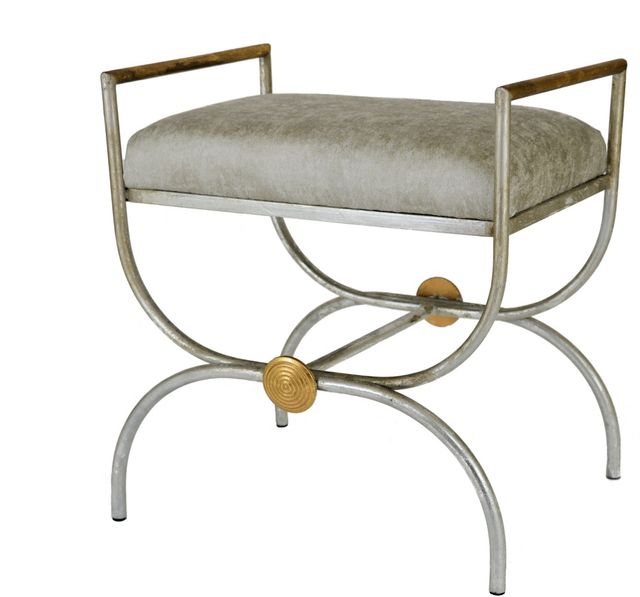 Zeugma Imports® Silver and Gold Accent Bench-0