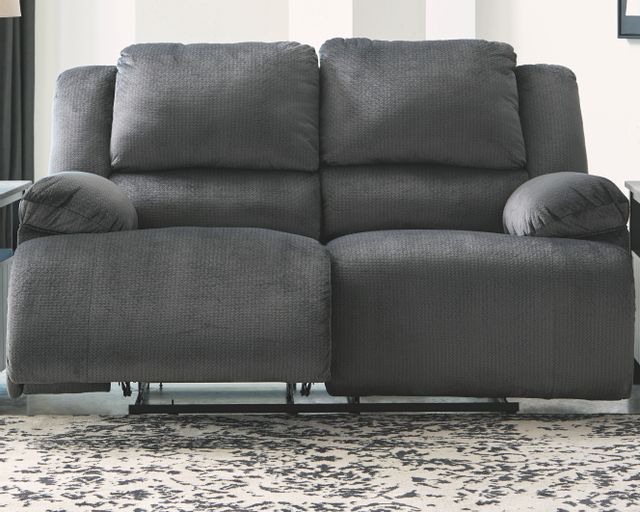 Signature Design by Ashley® Clonmel Charcoal Reclining Loveseat 2