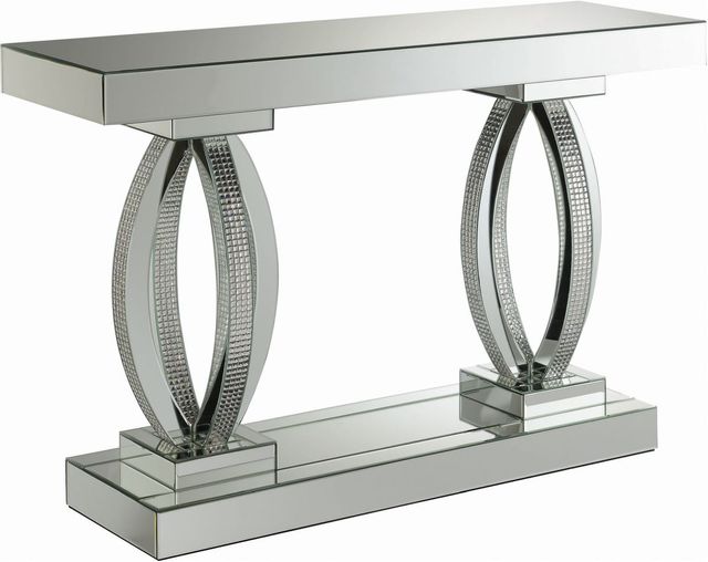 Coaster® Clear Mirror Rectangular Sofa Table With Shelf  0