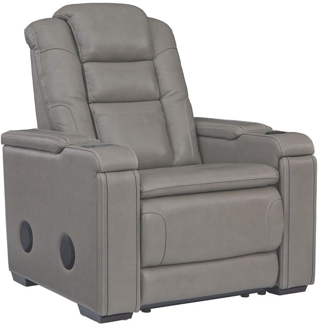Signature Design by Ashley® Boerna Gray Power Recliner with Adjustable Headrest-0