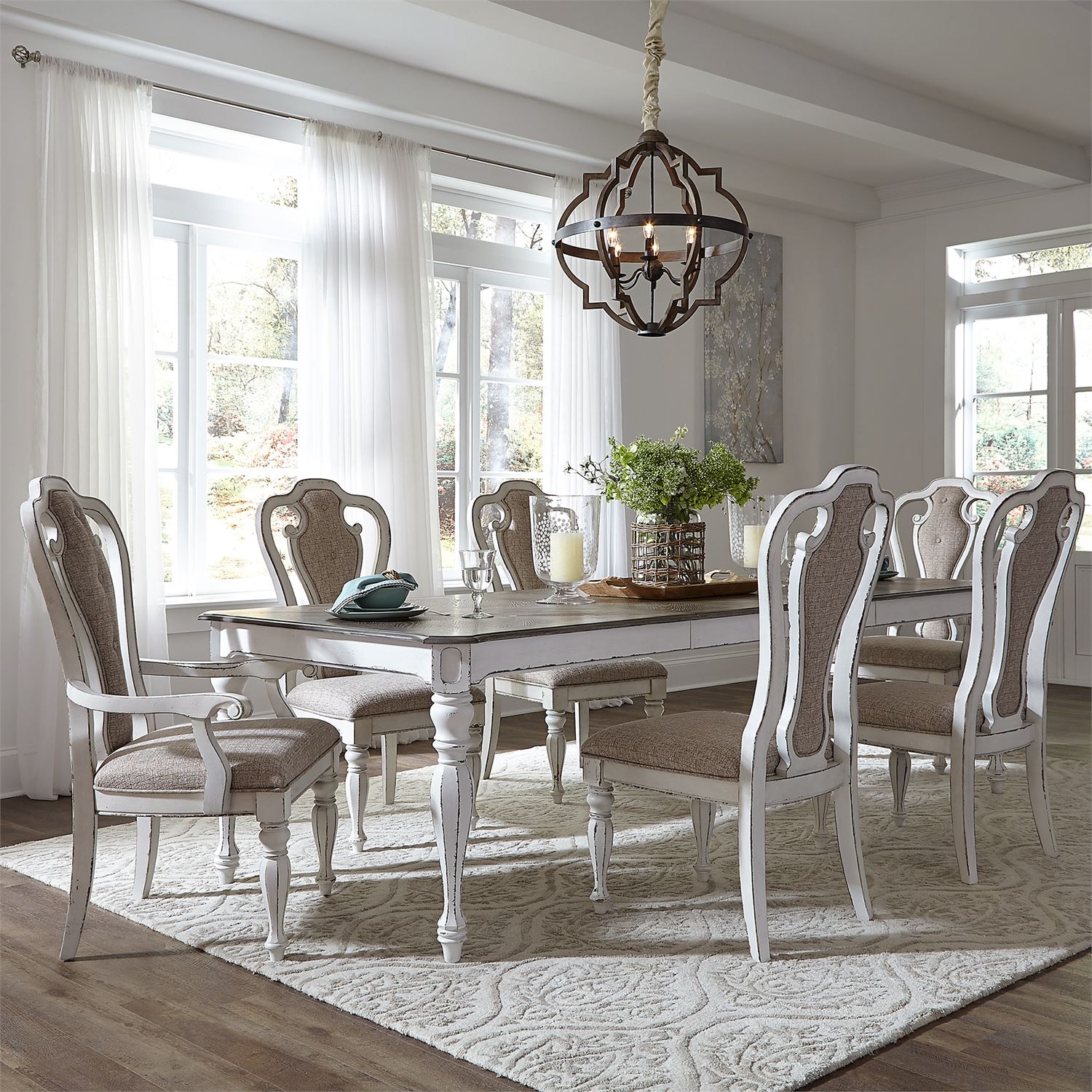 liberty magnolia manor dining set antique white