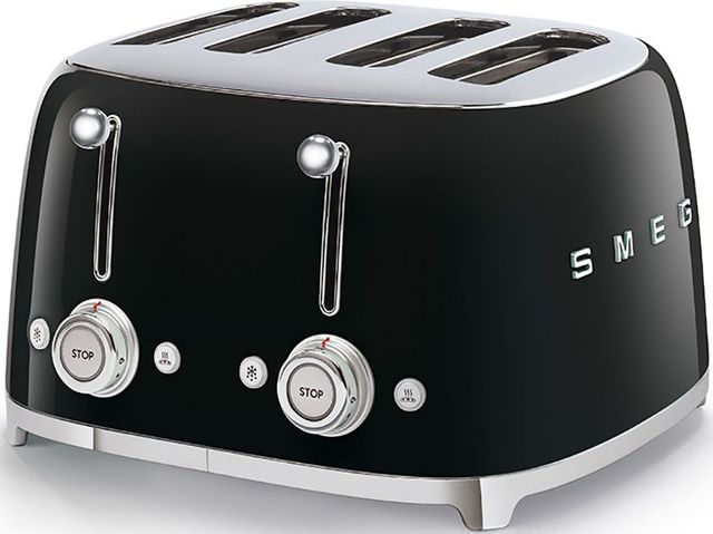 Smeg 50's Retro Style Aesthetic Black 4x4 Slice Toaster 0