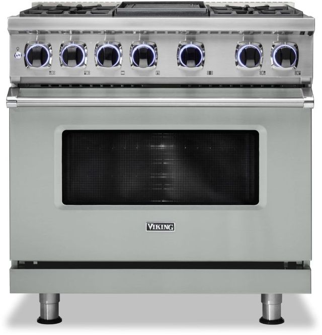 Viking® 7 Series 36" Arctic Grey Pro Style Dual Fuel Liquid Propane Range with 12" Reversible Griddle