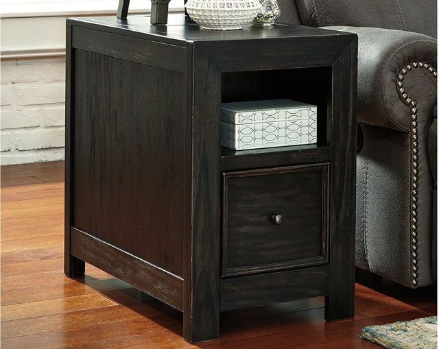 Signature Design by Ashley® Gavelston Rubbed Black Chairside End Table with USB Ports & Outlets 1