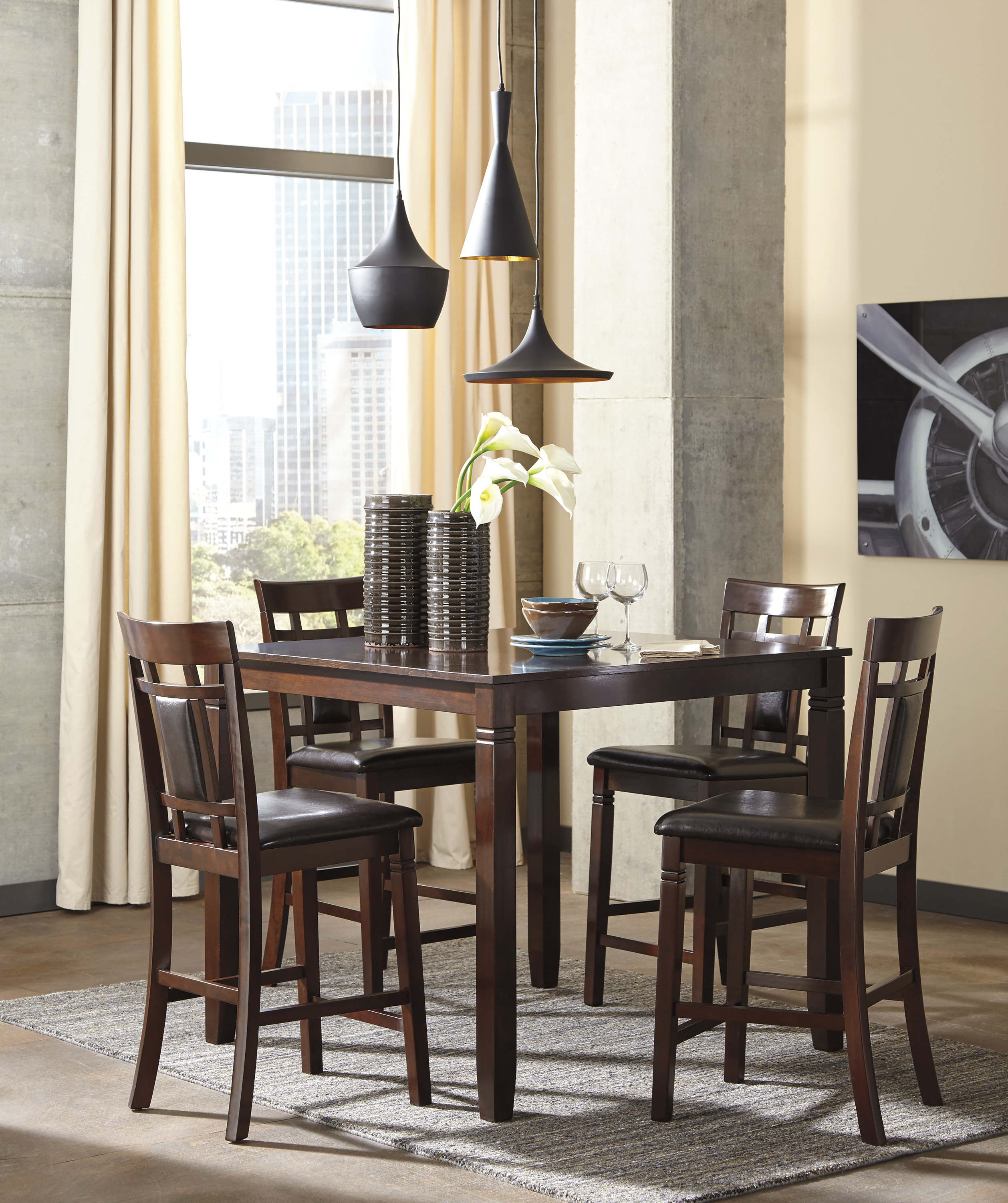 Signature Design by Ashley® Bennox 5-Piece Brown Counter-Height Dining Set