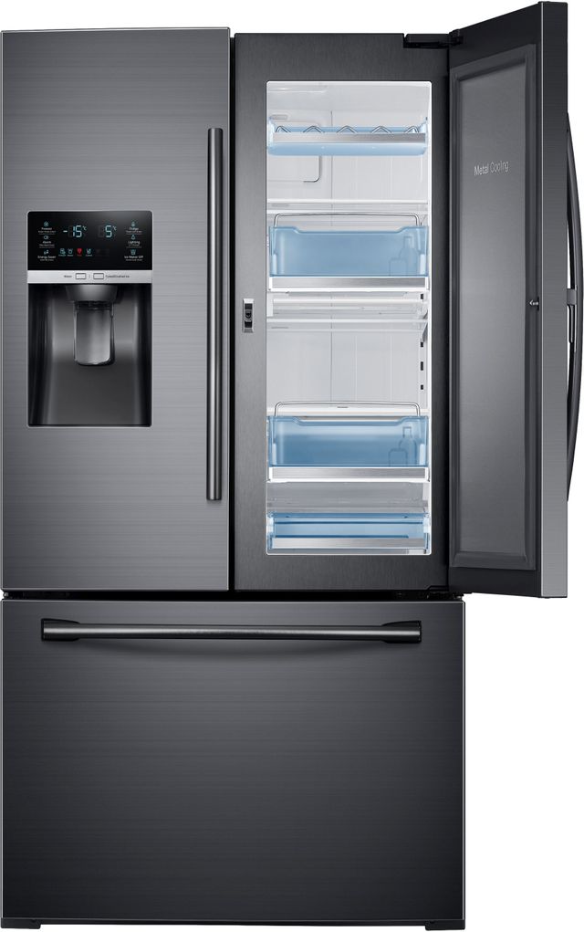 Samsung 27.8 Cu. Ft 3-Door French Door Refrigerator-Black Stainless Steel 8