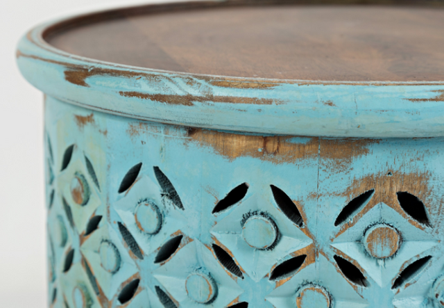 Jofran Inc. Global Archive Turquoise Drum Table-3