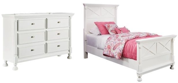 Signature Design by Ashley® Kaslyn 2-Piece White Twin Panel Bed Set