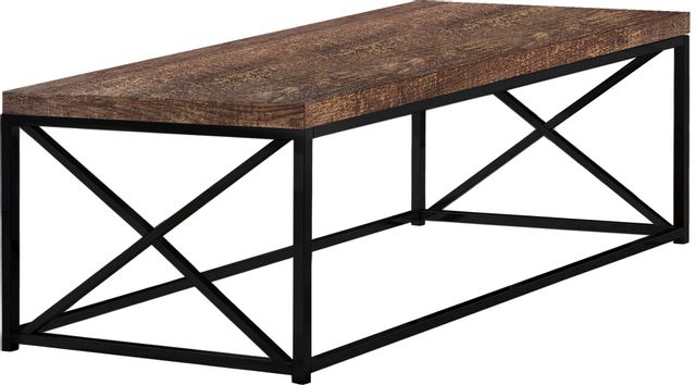 Monarch Specialties Inc. Brown Reclaimed Wood Coffee Table with Black Metal Base