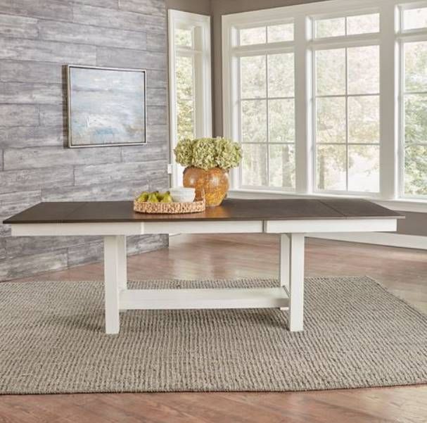Liberty Brook Bay Carbon Gray/Textured White Trestle Table-3