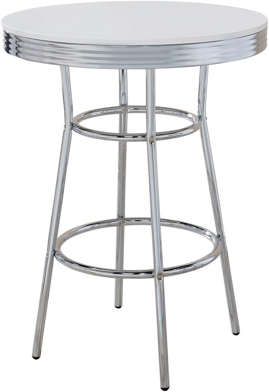 Coaster® Retro White and Silver Bar Table