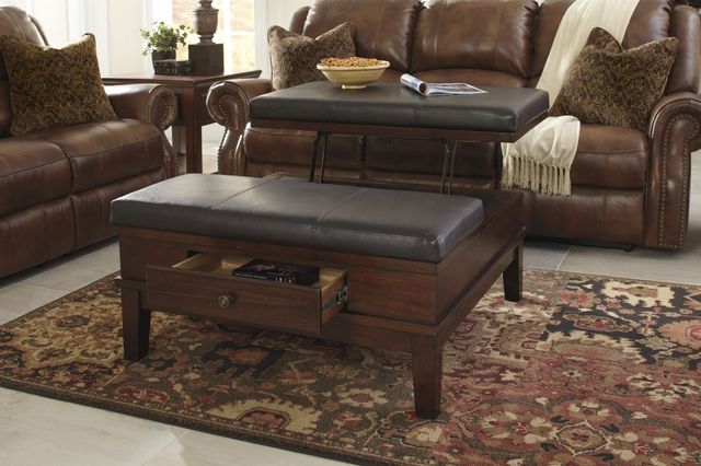 Signature Design by Ashley® Gately Medium Brown Upholstered Ottoman Lift Top Coffee Table 4