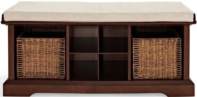 Crosley Furniture® Brennan Mahogany/Tan Storage Bench-1