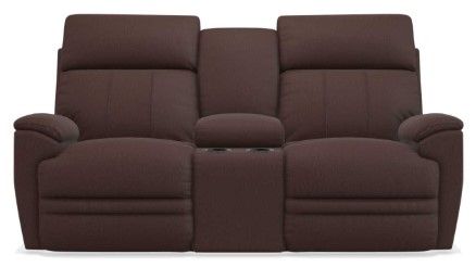 La-Z-Boy® Talladega Chestnut Leather Power Reclining Loveseat with Headrest and Console 17