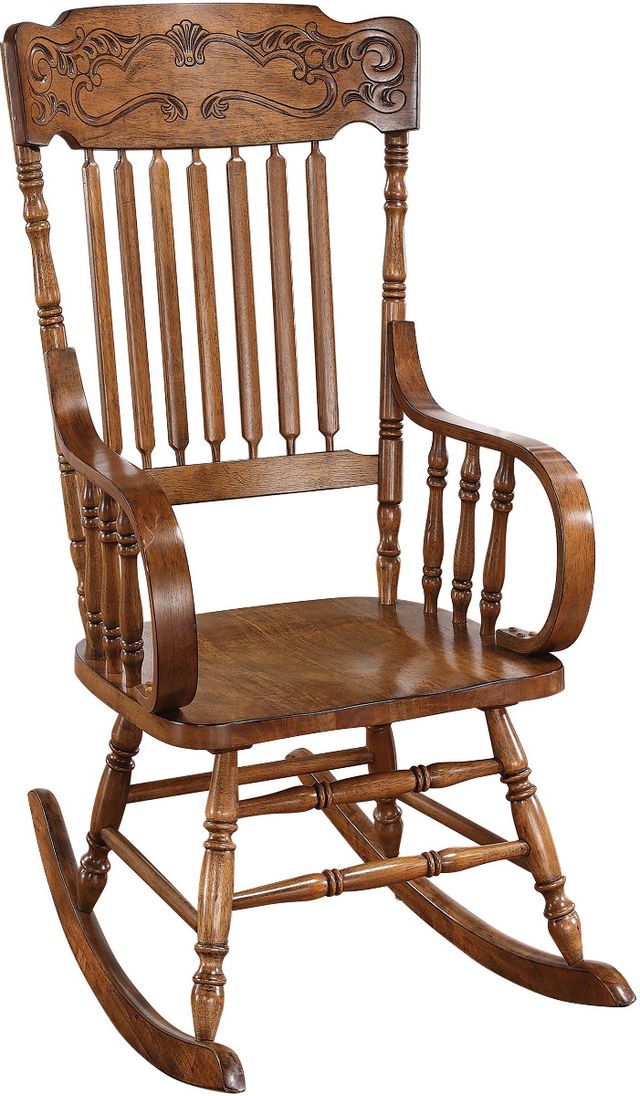 Coaster® Sara Warm Brown Back Rocking Chair-0