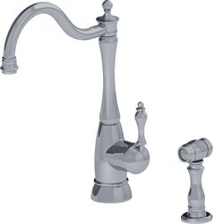 Franke Farmhouse Polished Nickel Shepherd's Crook Faucet with Side Sprayer
