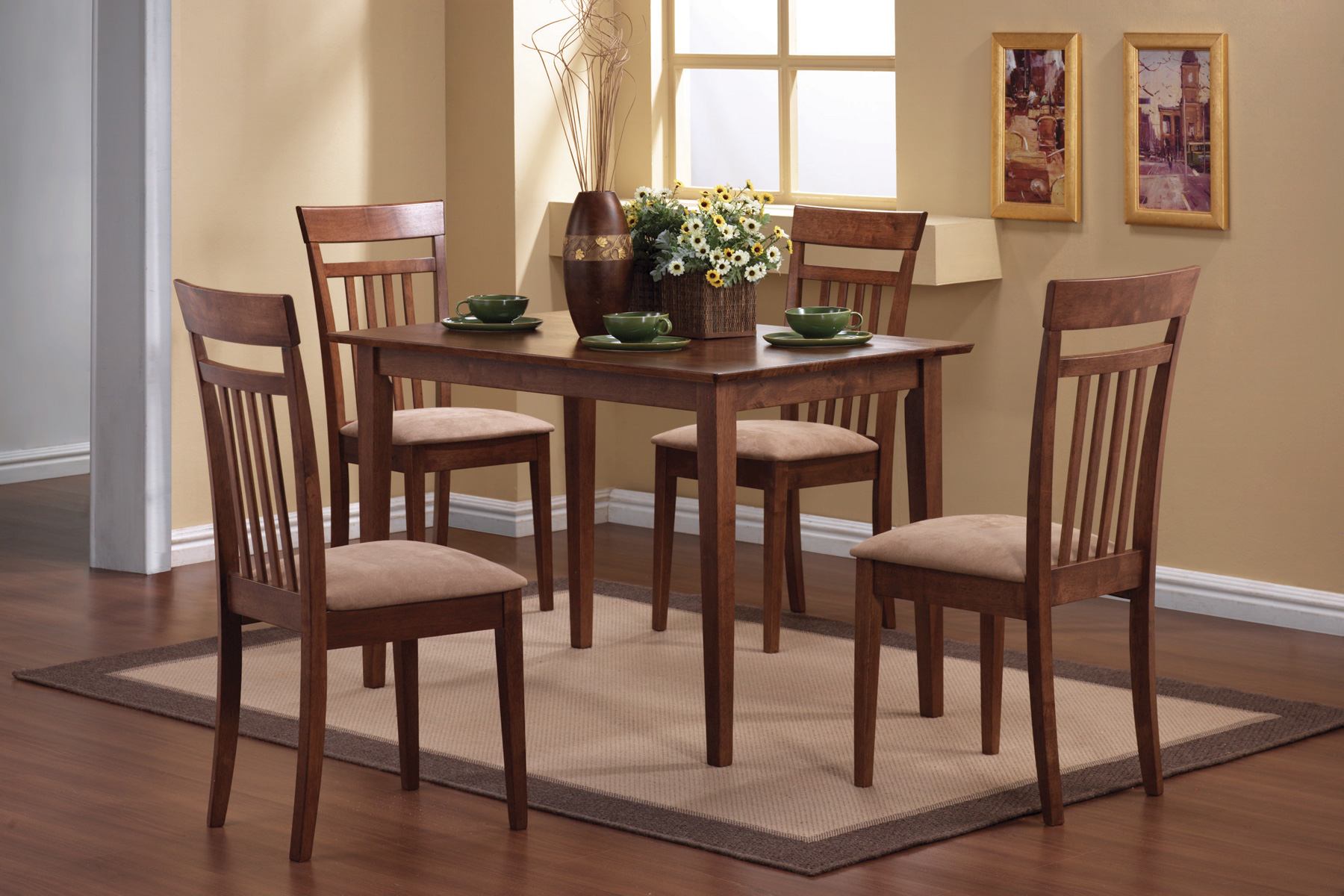 walnut 5 piece dining set