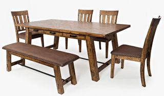 Jofran Inc. Cannon Valley Trestle Table and 4 Side Chairs Dining Set