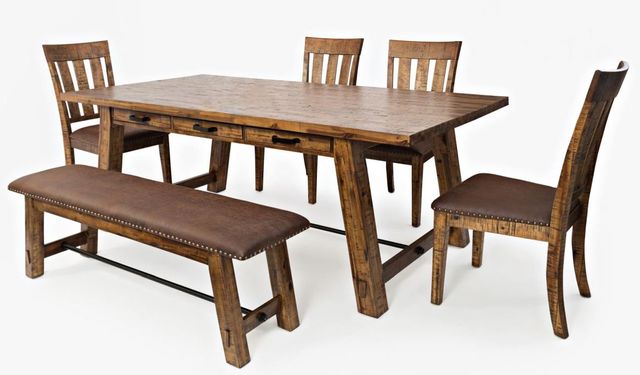 Jofran Inc. Cannon Valley Trestle Dining Table, Chair and Bench Set 1