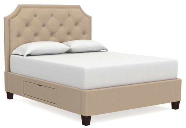 Bassett® Furniture Custom Upholstered Florence King Leather Clipped Corner Storage Bed