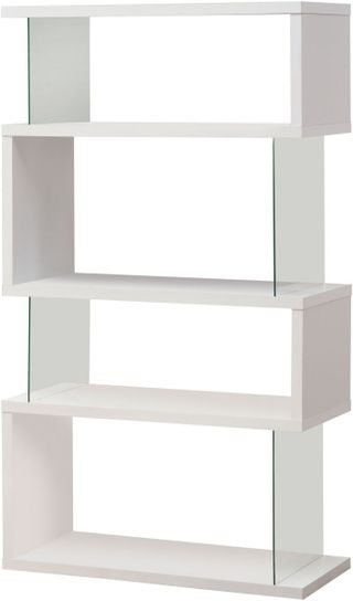 Coaster® White Glossy And Clear 4-Tier Bookcase
