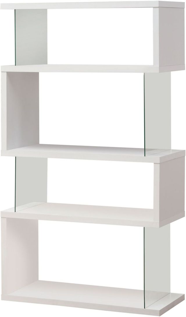 Coaster® White Glossy And Clear 4-Tier Bookcase 0