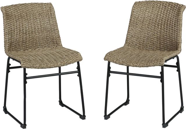 Signature Design by Ashley® Amaris 2-Piece Brown/Black Outdoor Dining Chair Set 0