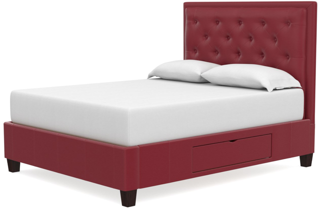 Bassett® Furniture Custom Upholstered Manhattan Leather King Bed with 2 Storage Drawers