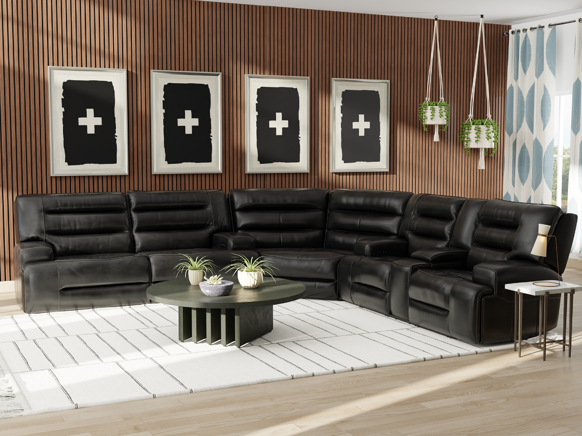 Leather sectional deals with wedge corner