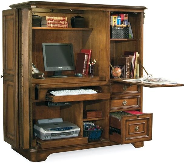 Hooker® Furniture Brookhaven Distressed Medium Clear Cherry Computer Cabinet 1