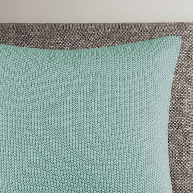 Olliix by INK+IVY Bree Knit Aqua 12" x 20" Oblong Pillow Cover-1