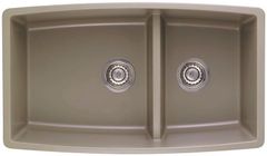 Blanco Performa Truffle 33" Silgranit Granite Composite Undermount Double Bowl Kitchen Sink with 60/40 Split