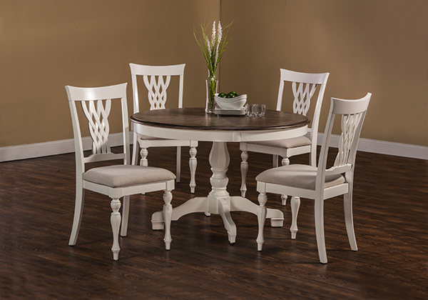 white 5 piece round dining set