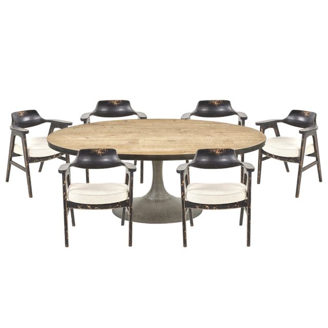 Nest Home Collections Miranda Oval Dining Table and Six Wagner Chairs-1