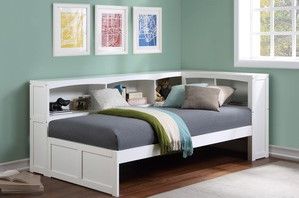 Mazin Furniture Galen White Twin Youth Bookcase Corner Bed 2