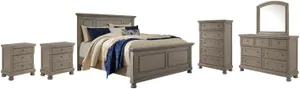 Signature Design by Ashley® Lettner 6-Piece Light Gray King Panel Bed Set