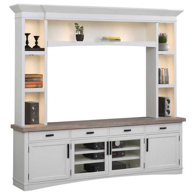 Parker House® Americana Modern Cotton 92 in. TV Console with Hutch with LED Lights