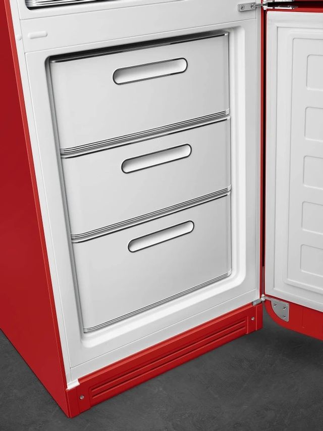 Smeg 50's Retro Style Aesthetic 11.7 Cu. Ft. Red Bottom Freezer Refrigerator 7