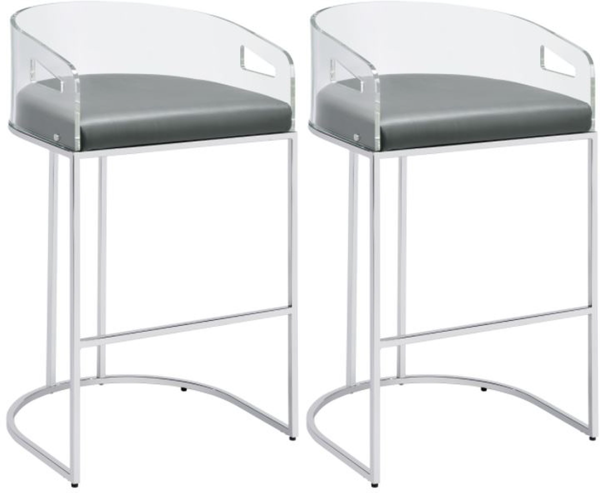 Coaster Thermosolis 2 Piece Grey Chrome Acrylic Back Bar Stools