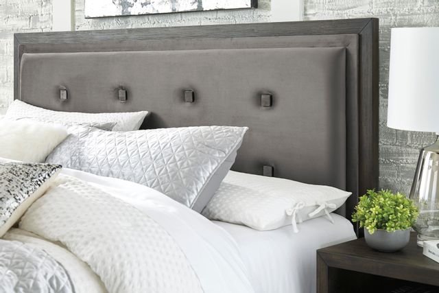 Signature Design by Ashley® Hyndell Gray Queen Upholstered Panel Headboard 1