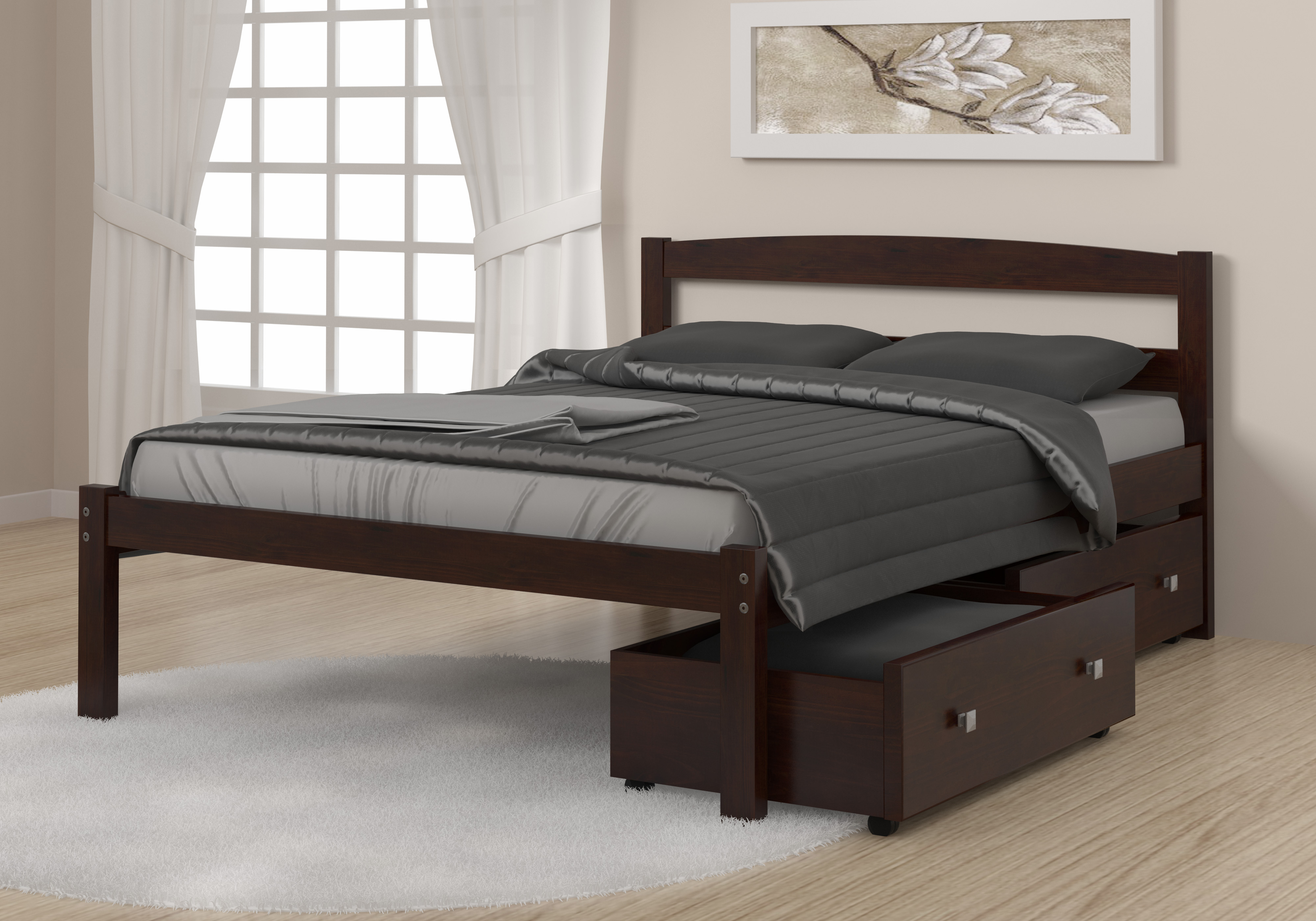 Donco Trading Company Econo Full Bed With Dual Under Bed Drawers