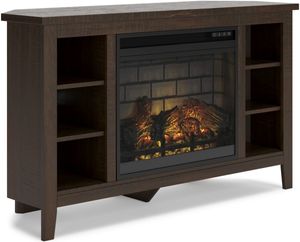 Signature Design by Ashley® Camiburg Warm Brown Corner TV Stand with Electric Fireplace 