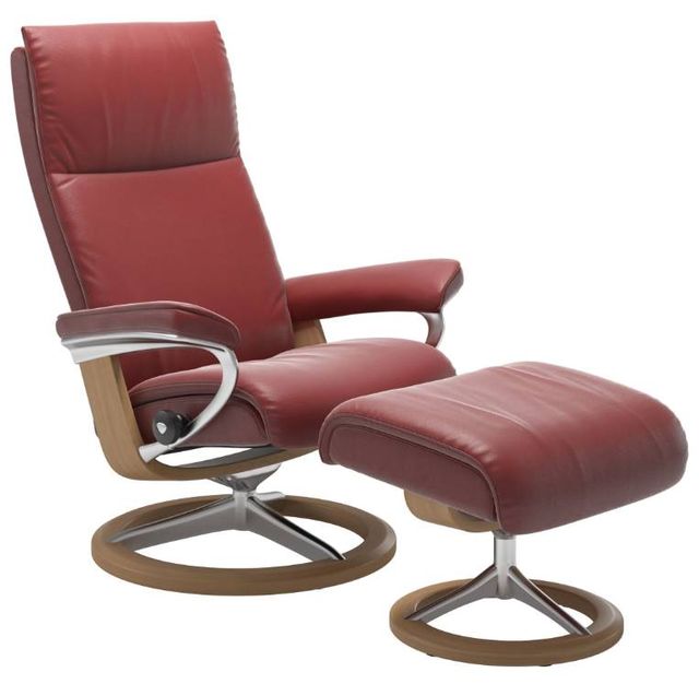 Stressless® by Ekornes® Aura Medium Signature Base Chair and Ottoman