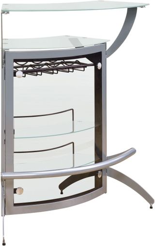 Coaster® CoasterEssence Silver And Frosted Glass 2-Shelf Bar Unit