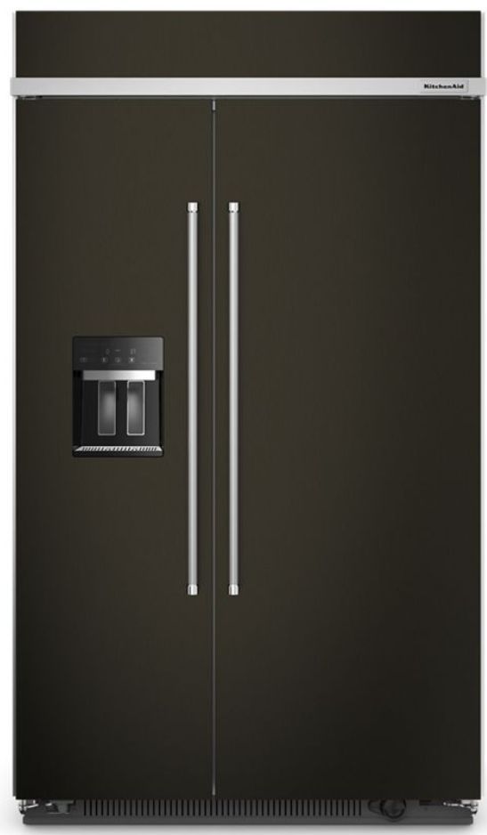 KitchenAid® 48 in. 29.4 Cu. Ft. PrintShield™ Finish Black Stainless Steel Built In Counter Depth Side-by-Side Refrigerator