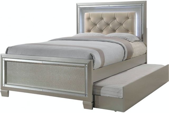 Elements International Platinum 3-Piece Champagne Twin Youth Bedroom Set with Trundle-1