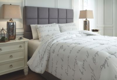 Signature Design by Ashley® Adrianna Gray/White Queen Comforter Set-2